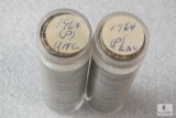 Lot of (2) rolls of 1964-P UNC Jefferson nickels