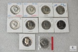Lot of (10) mixed Kennedy half dollars - including 1964 silver coins