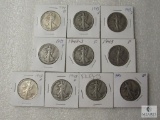 Lot of (10) mixed Walking Liberty half dollars