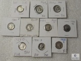 Lot of (10) mixed silver dimes - Mercury and Roosevelt