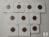 Lot of (10) 1919-D Lincoln wheat cents