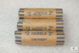 Lot of (3) rolls of mixed nickels - possible Buffalo, Liberty and Jefferson