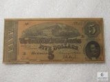 February 17, 1864 CSA Civil War $5 note