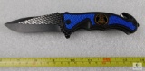 NEW Police folder knife with glass breaker and seatbelt cutter