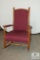 Vintage Wood Rocking Chair with deep red Upholstery