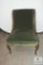 Vintage Green Velour-like Accent Chair Wood Provincial Style