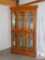 Oak & Glass China Cabinet / Curio Cabinet with adjustable Glass Shelves & Overhead Light