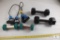 Lot of Exercise Dumbbells and Resistance Rope