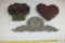 Lot of 3 Wall Plaques - Scroll Design, Quilted Heart & Floral Basket with chain for Hanging