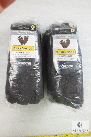 Lot of (2) New Packs Cordova Jersey Brown Gloves Size Large (20 Pairs Total)