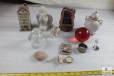 Lot of Decorations - Glass Paper Weight, Cherub, Owl Ornament, Shells, and more