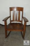 Antique Tiger Oak Wood Rocking Chair