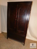 Antique Wood Wardrobe Double Door Cabinet