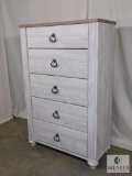 Ashley Furniture Whitewash Farmhouse Five-Drawer Chest of Drawers