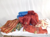 Lot of assorted Curtains and Window Valances - Burgundy, Ivory, and Gold Tones