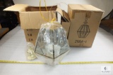 Lot of (2) Everlighting Hanging Brass lights with Glass Panels #2108-1