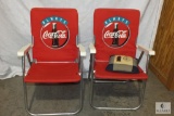 Lot of (2) Coca-Cola Folding Beach Chairs & Tapestry Throw Pillow