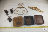 Lot Hearthside Collection Plaques, Iron Door Knob Hooks & 2 Plate Wall Holders