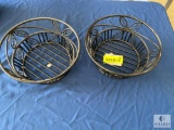 Lot of 2 - Black Round Leaf Bread Basket