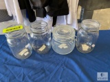 Mixed Lot of 4 - Glass Mason Jars