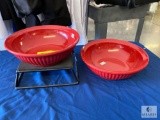 Lot of 2 - Melamine Bowls and Riser