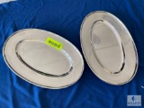 Lot of 2 - Stainless Steel Oval Platters