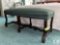 Vintage Chippendale-Style Wood Bench with upholstered cushion