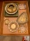 Lot assorted Vintage Brass, Glass, and Stone Ashtrays