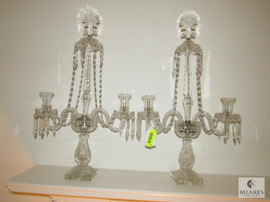 Pair of Ornate Glass Candle Holders