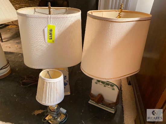 Lot of three small table lamps with shades