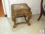 Carved Gold-colored gilt Side Table - Ball and Claw with Marble Inlay