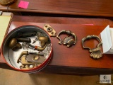 Lot of Brass and Glass Hooks, Knobs and assorted Vintage hardware