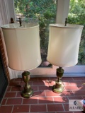 Lot of Two Vintage Brass Table Lamps