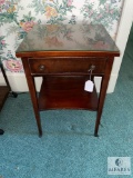 Mahogany side table with glass top