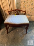 Wood and upholstered vanity stool