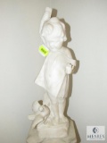 Solid Carved Girl with Bird Statue