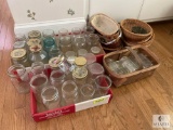 Large lot of canning jars and baskets