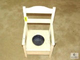 Antique Childs Potty Chair - White wood with metal basin