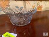 Etched and Cut Crystal Fruit Compote Bowl