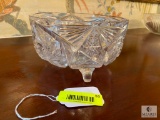 Cut Crystal Footed Compote Fruit Bowl