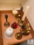 Decorative bell lot - brass and porcelain