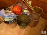 Large lot of wastebaskets, office supplies and more