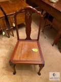 Vintage French Provincial Style Wood Chair with Cane Bottom