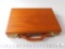 Beautiful Wood Briefcase - lockable with felt lining interior with pockets & sleeves