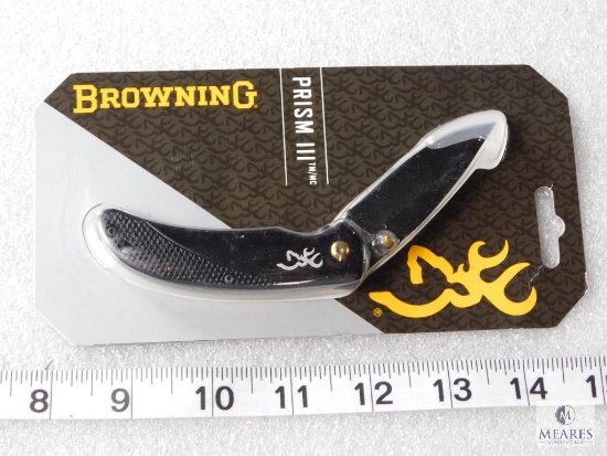 New Browning Prism III Folder Pocket Knife with Belt Clip