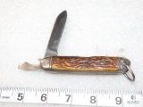 Vintage Camillus Camp Knife 3 Blade with Jigged Bone Handles