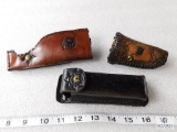 Lot of 3 assorted Leather Knife Sheaths / Holster