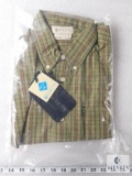 New Beretta Mens Drip Dry Shirt Green Check Short Sleeve Button Up Sz Medium