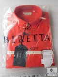 New Beretta Mens Red Long Sleeve Button up Shooting Shirt Size Large