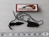New American Buffalo Small pearhead Knife with Sheath & Nylon Cord Necklace